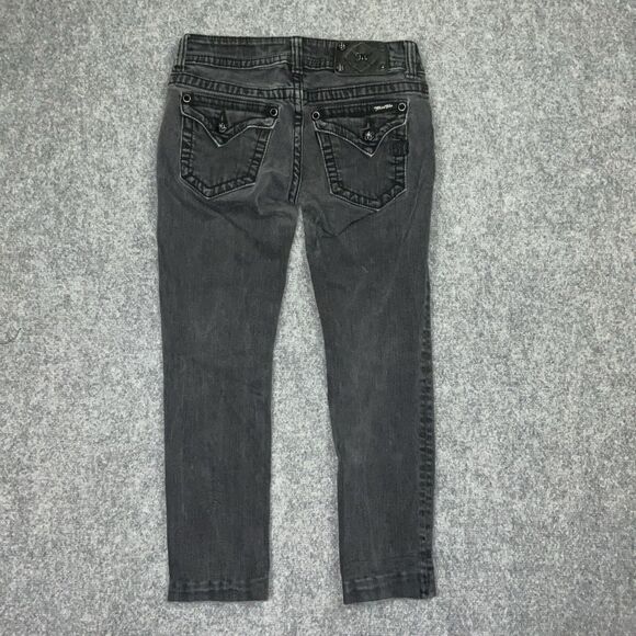 Miss Me Jeans Womens Size 28 Black Denim Skinny JS4009S29 Flap Pockets - Picture 2 of 12
